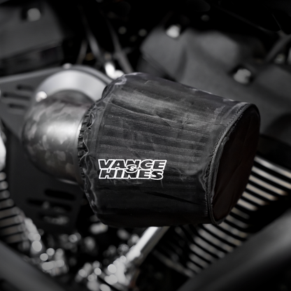VANCE & HINES VO2 Rain Sock for Falcon and 90° Air Intake, part #22930, shown covering the intake components on a motorcycle