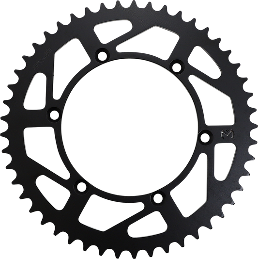 MOOSE OFFROAD 49-tooth rear sprocket for Kawasaki and Suzuki motorcycles, shown in black with gear teeth visible.