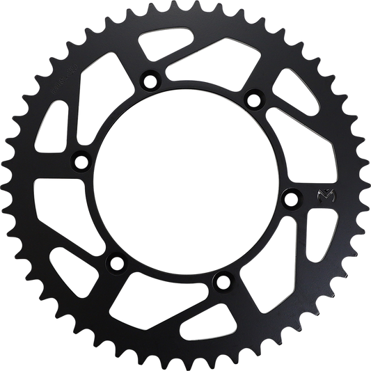 Moose Offroad 49-tooth rear sprocket for Kawasaki and Suzuki dirt bikes, featuring durable steel construction.