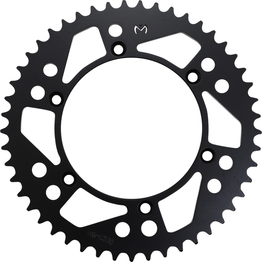Moose Offroad steel rear sprocket with 49 teeth, part #1210-822-49-STL, showing the durable metal construction and gear teeth.