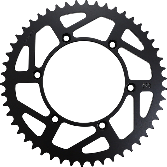 MOOSE OFFROAD 50-tooth rear sprocket for Kawasaki and Suzuki motorcycles, made of durable steel with gear teeth for off-road riding.
