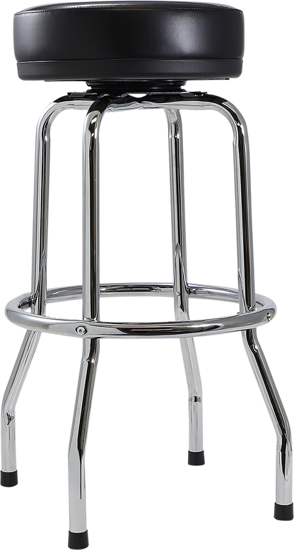Black and white Moose OFFROAD Bar Stool with Moose Racing branding, featuring a sturdy seat and metal frame for bar or kitchen use.