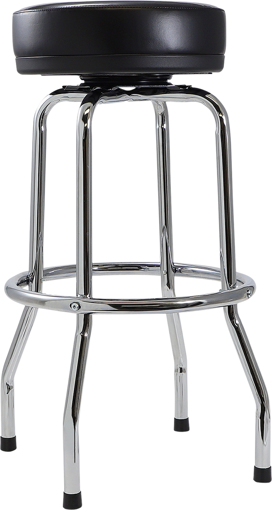 Black and white Moose OFFROAD Bar Stool with Moose Racing branding, featuring a sturdy seat and metal frame for bar or kitchen use.