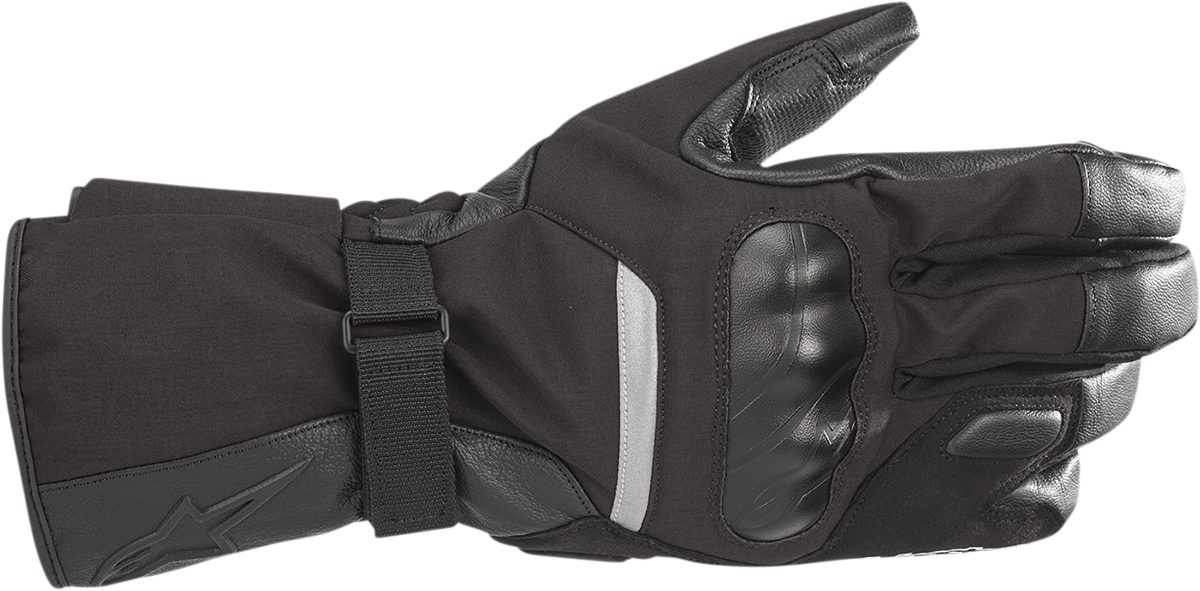 Alpinestars Apex V2 Drystar® gloves in black, small size, featuring protective knuckles and breathable material for motorcycle riding.