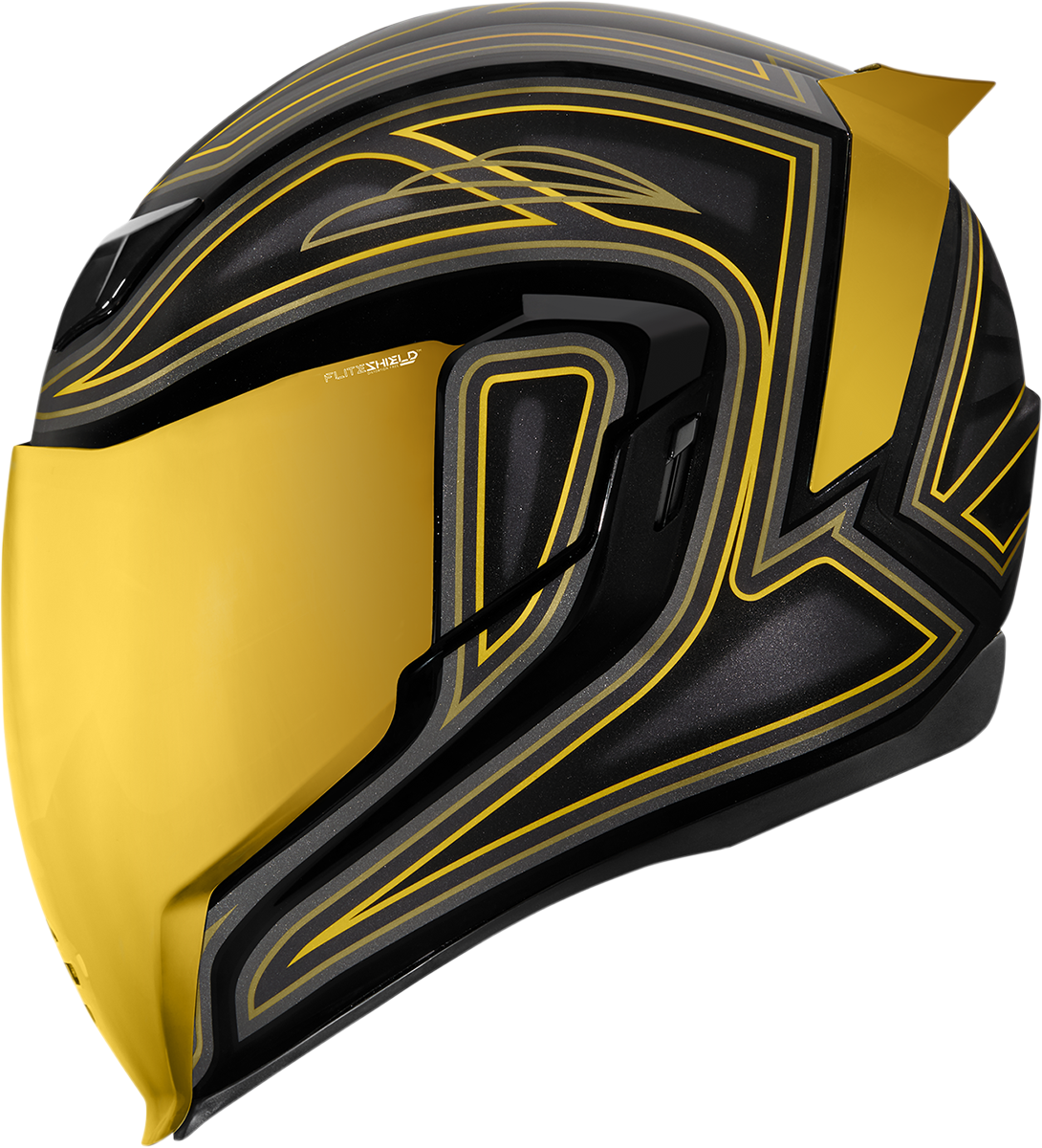 Black ICON Airflite™ Helmet in medium size with sleek design, featuring clear visor and aerodynamic shape.