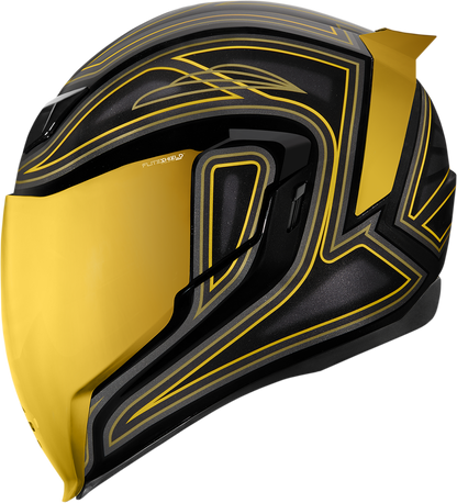 Black ICON Airflite™ Helmet in medium size with sleek design, featuring clear visor and aerodynamic shape.