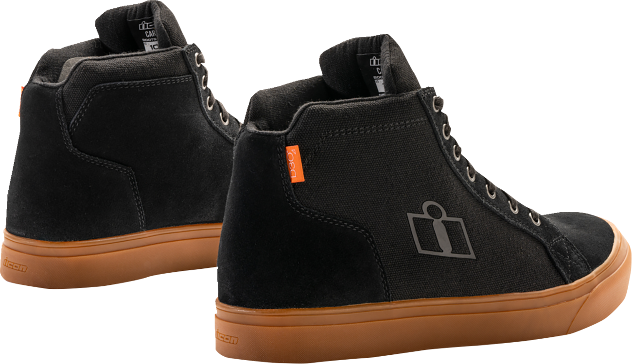Black ICON Carga CE™ Boots by Bill's Exhausts, US size 12, showcasing durable design and sturdy construction.