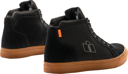 Black ICON Carga CE™ Boots by Bill's Exhausts, US size 12, showcasing durable design and sturdy construction.