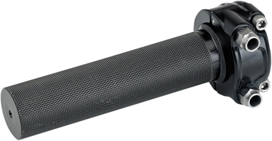 Black BILTWELL throttle grips with dual cables in whiskey color for motorcycle handlebars, designed by Bill's Exhausts.