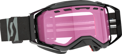 Scott Prospect Snow Cross Goggle in black and gray with rose-tinted lenses, designed for winter sports or skiing.