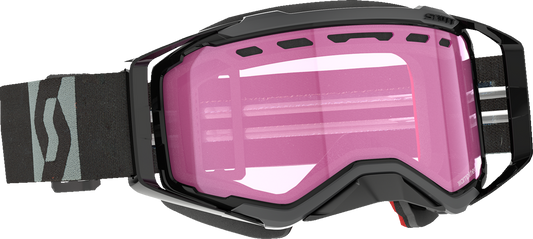 Scott Prospect Snow Cross Goggle in black and gray with rose-tinted lenses, designed for winter sports or skiing.