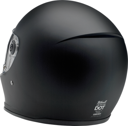BILTWELL Lane Splitter motorcycle helmet in flat black, 2XL size, featuring a sleek design and durable construction.