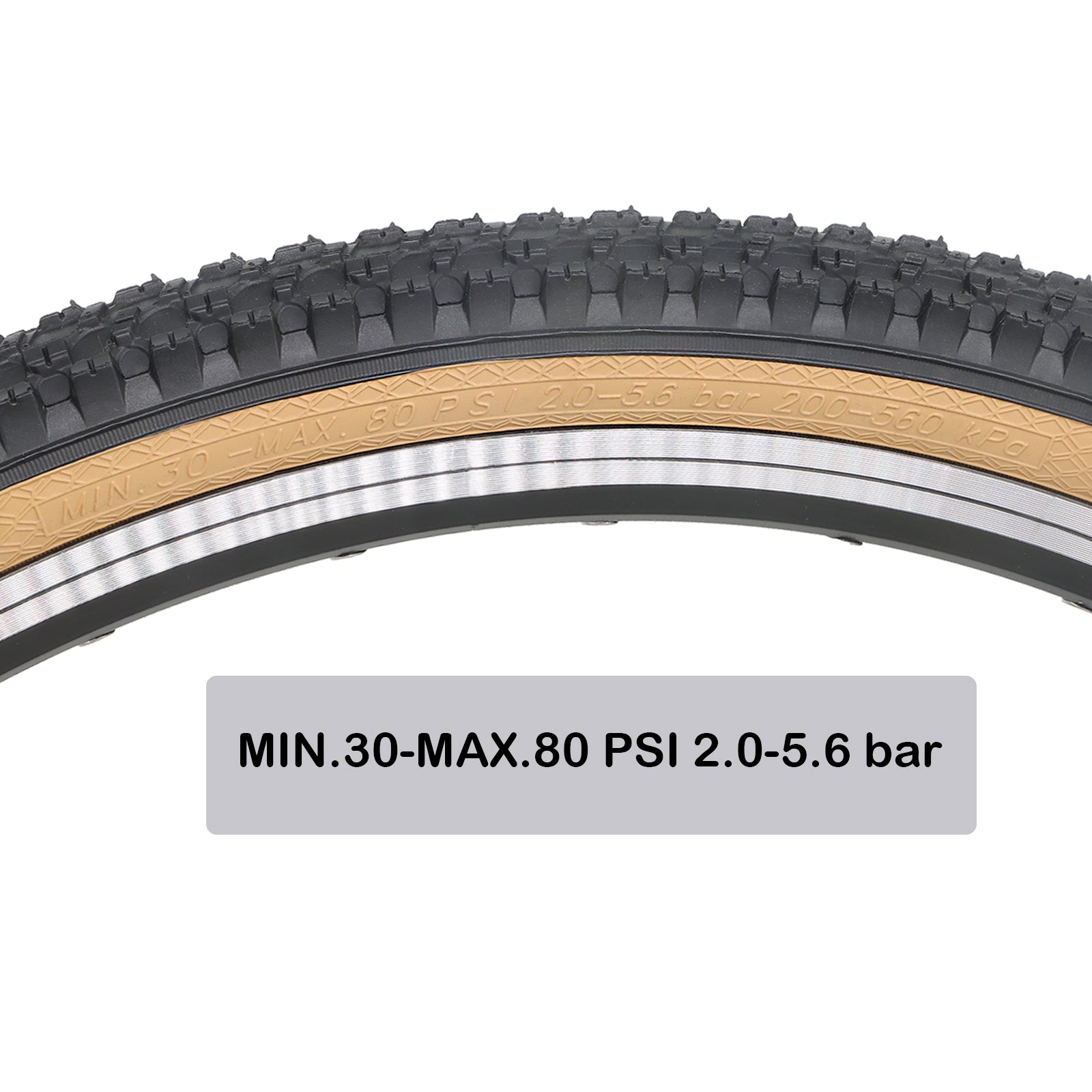 Hycline CrossBand Brown Wall mountain bike tire, 26 inches by 1.95 inches, with rugged tread for off-road cycling.