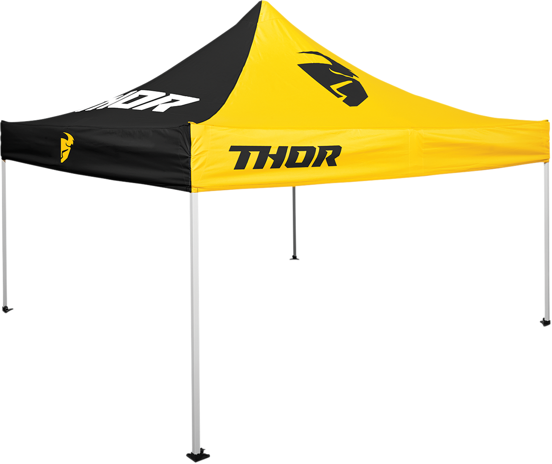 Black and yellow THOR collapsible canopy top cover, 10' x 10' replacement part with model number 4030-0027.