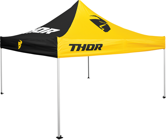 Black and yellow THOR collapsible canopy top cover, 10' x 10' replacement part with model number 4030-0027.