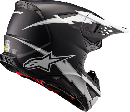 Alpinestars Supertech M10 helmet in matte black and white, XS size, featuring MIPS® safety technology and aerodynamic design.
