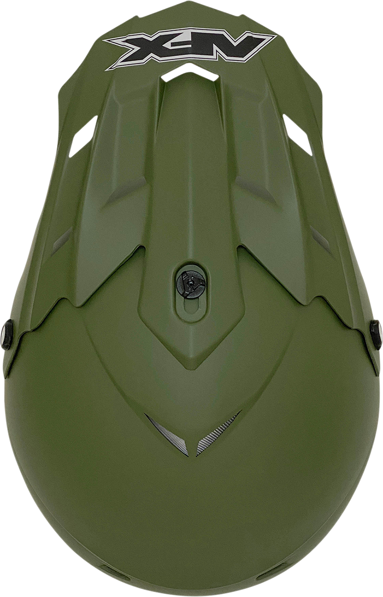 Bill's Exhausts AFX FX-17 helmet in flat olive drab, 2XL size, featuring a sleek military-style helmet design.