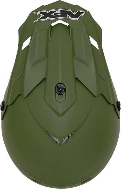 Bill's Exhausts AFX FX-17 helmet in flat olive drab, 2XL size, featuring a sleek military-style helmet design.