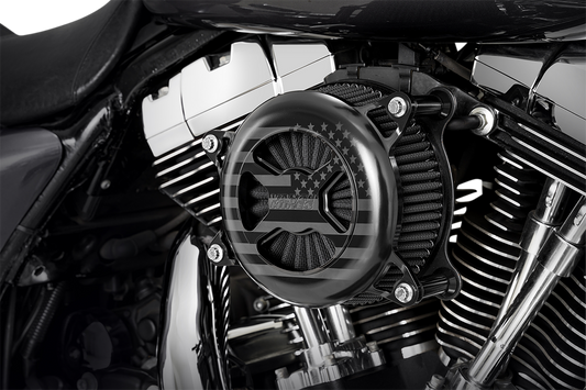 VANCE & HINES VO2 X Air Intake Kit in black wrinkle finish for Harley Touring and Softail motorcycles, part #42359.