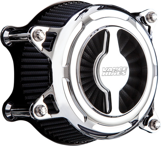 Chrome Vance & Hines VO2 Blade Air Intake for motorcycle, featuring sleek design and polished chrome finish.