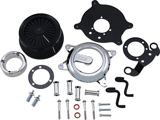 Vance & Hines VO2 Rogue Chrome Air Intake Kit for motorcycles, featuring a sleek chrome finish and adjustable components.