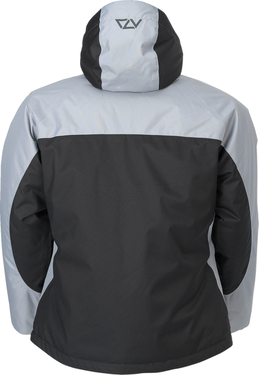 Gray women's Pivot 5 hooded jacket by Bill's Exhausts, shown with a hood, zipper front, and lightweight design.
