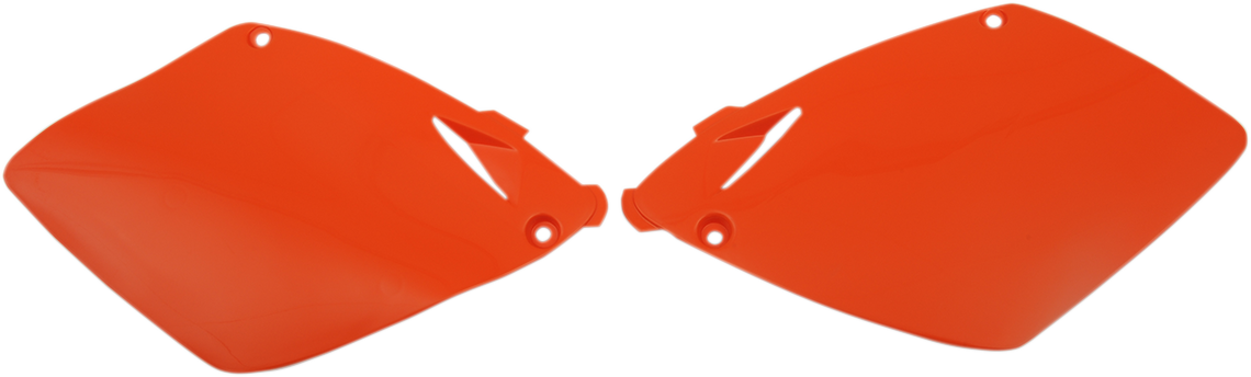 Orange Acerbis side panel for motorcycle body, part number 2043330237, with detailed surface and mounting points.