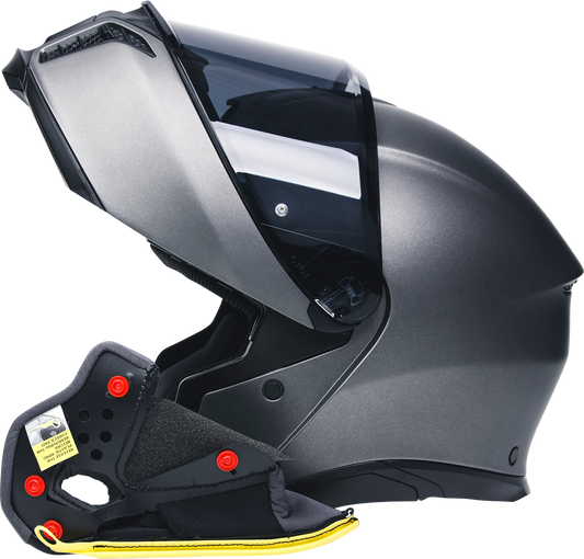 Gray and black AGV Tourmodular helmet cheek pads in XL size, designed for comfortable fit and protection.
