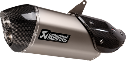 AKRAPOVIC slip-on titanium muffler for Harley-Davidson Pan America 1250 Special motorcycle, featuring sleek metallic finish.