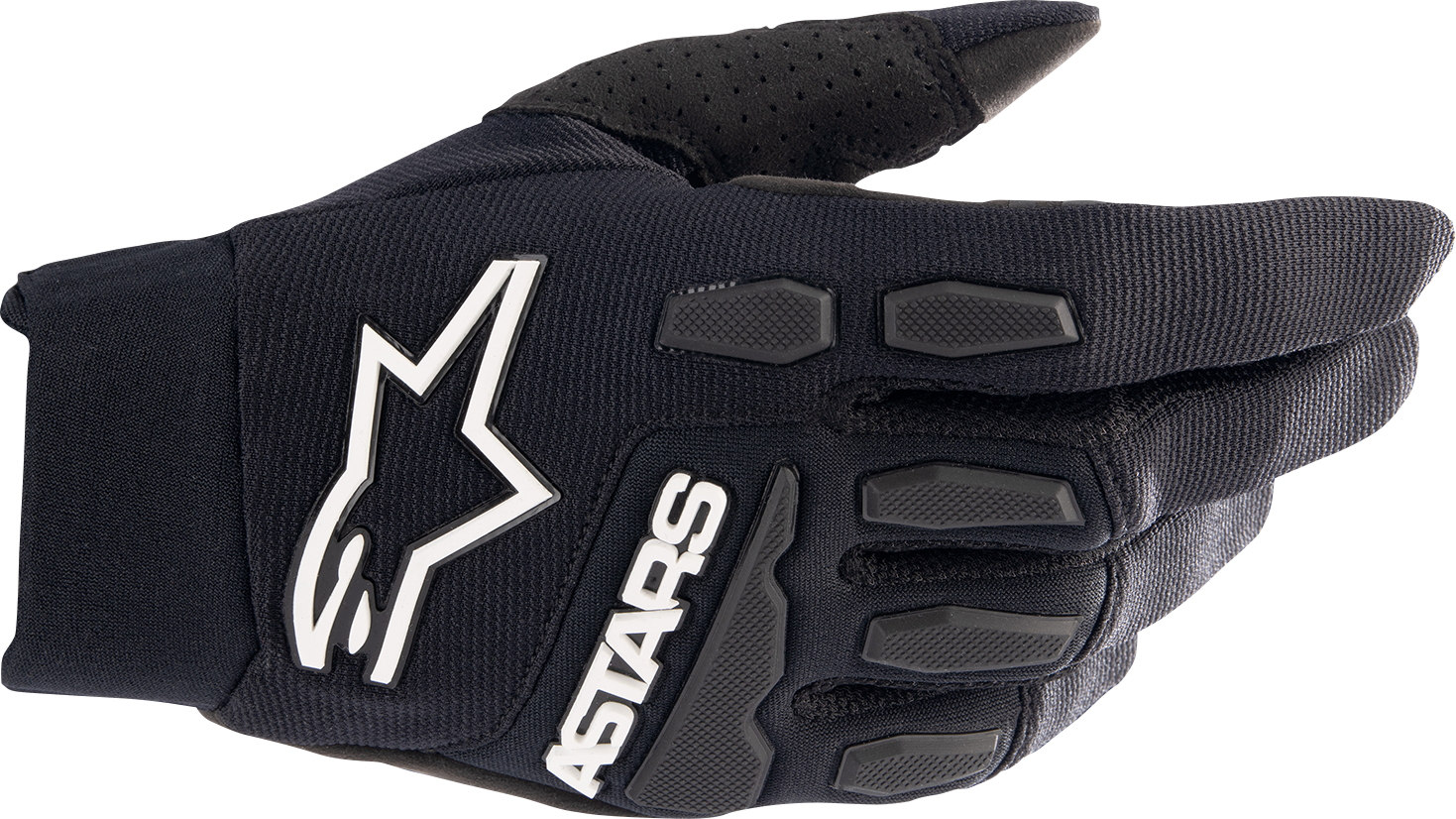 Alpinestars Full Bore XT motorcycle gloves in black, small size, with protective knuckles and adjustable wrist strap.
