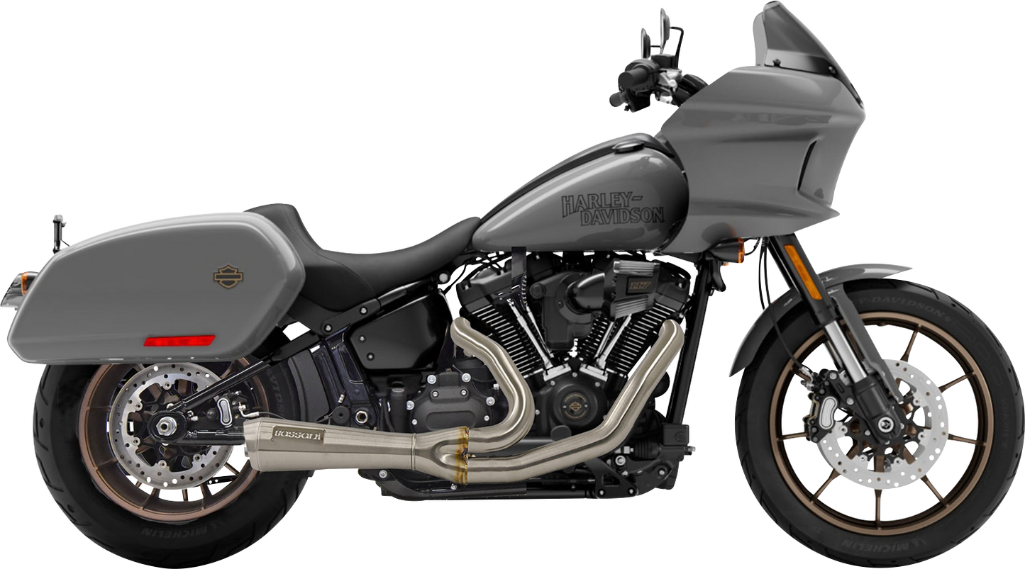 BASSANI XHAUST The Ripper Short Road Rage 2-into-1 stainless steel exhaust system mounted on a motorcycle.