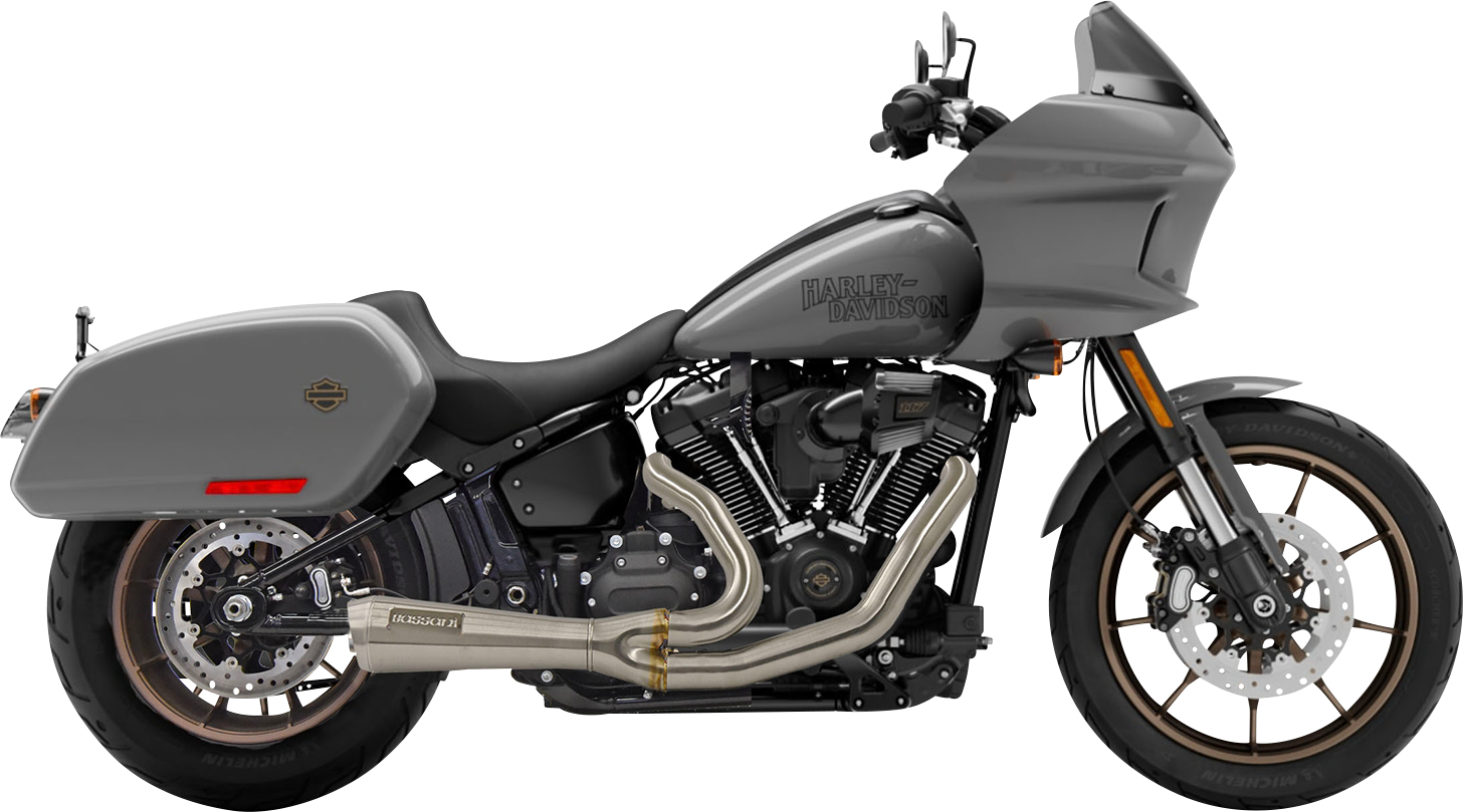 BASSANI XHAUST The Ripper Short Road Rage 2-into-1 stainless steel exhaust system mounted on a motorcycle.