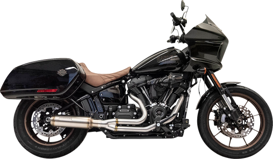 BASSANI XHAUST 2-into-1 stainless steel exhaust system with a 4-inch super bike muffler, shown on a motorcycle.