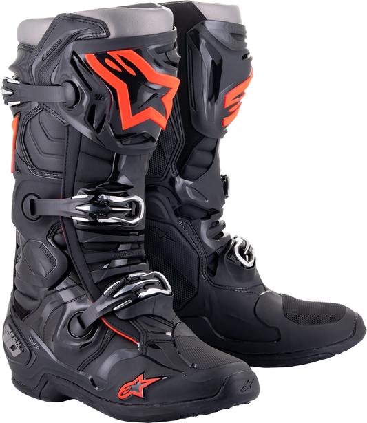 ALPINESTARS, Alpinestars Tech 10 Boots - Black/Red Fluorescent US 9 / EU 43 - Durable MX/Enduro Footwear