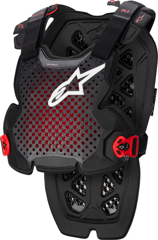 Alpinestars A-1 Pro Chest Guard M/L with lightweight impact protection and ventilation for motorcycle riding safety.