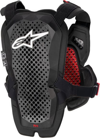 Alpinestars A-1 Pro Chest Guard M/L in black, lightweight impact protection with ventilation for motocross or riding safety.