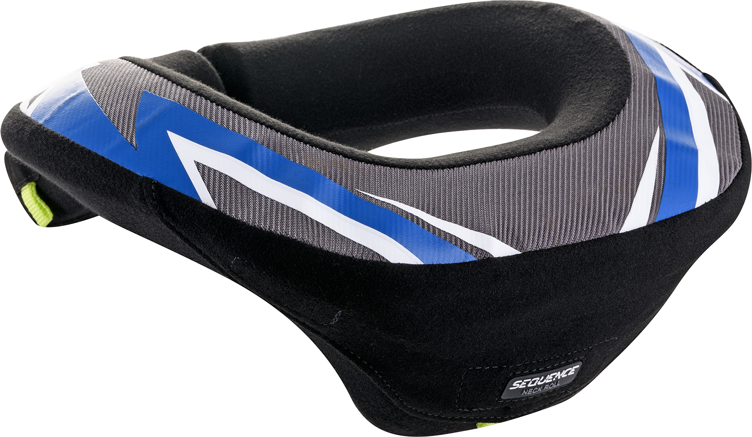 Alpinestars Youth Sequence Neck Roll in black, anthracite, and blue, size Small/Medium, designed for motorcycle safety.