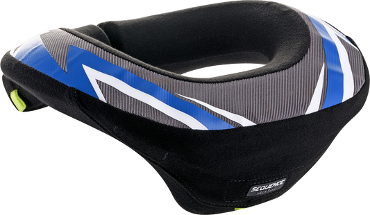 Alpinestars Youth Sequence Neck Roll in black, anthracite, and blue, size Small/Medium, designed for motorcycle safety.