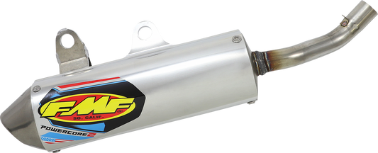 FMF Powercore 2 muffler for 2-stroke engines, featuring stainless steel end cap and stinger for high-performance silencing.