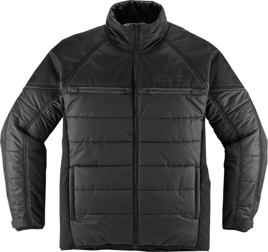ICON Ghost Puffer™ Jacket in black, casual urban riding jacket with insulated comfort and protection, featuring a puffer design.