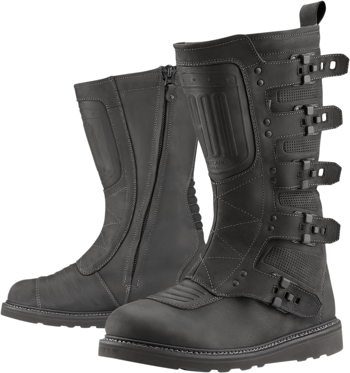 Black ICON Elsinore 2 CE motorcycle riding boots in size 13, featuring durable design and protective features for motorcycle riders.