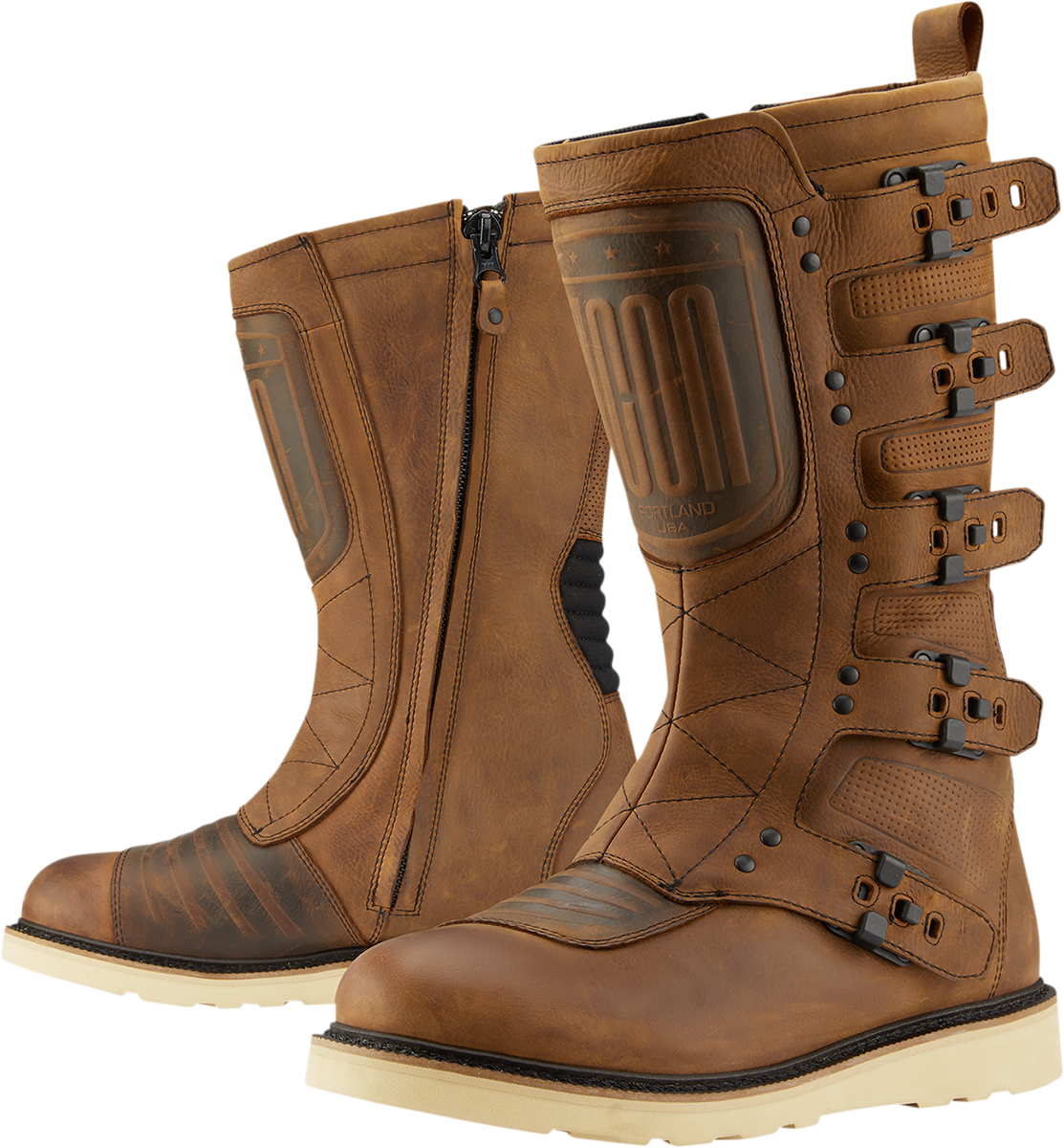 ICON Elsinore 2 CE motorcycle boots in brown, size 11.5, with protective safety features and durable riding footwear design.