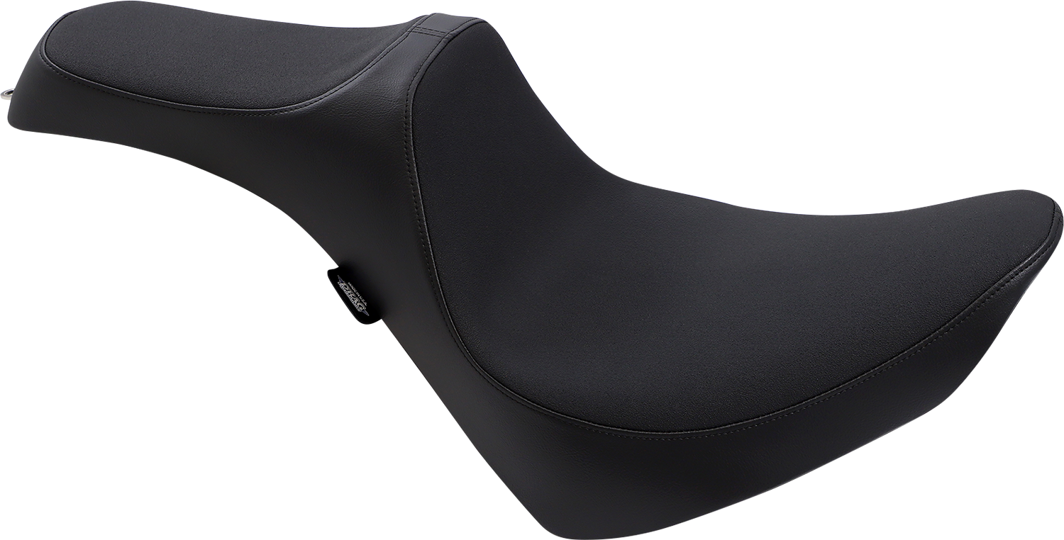 Black Drag Specialties Predator III Slip Stop™ seat for Harley-Davidson FL/FX 2018-2023 motorcycle, featuring durable upholstery and sleek design.