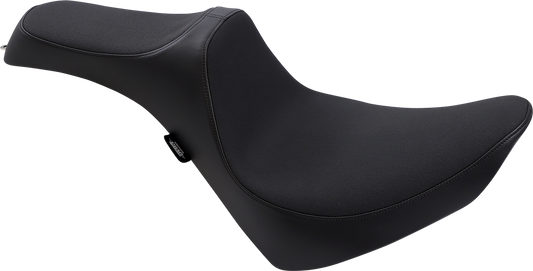 Black Drag Specialties Predator III Slip Stop™ seat for Harley-Davidson FL/FX 2018-2023 motorcycle, featuring durable upholstery and sleek design.