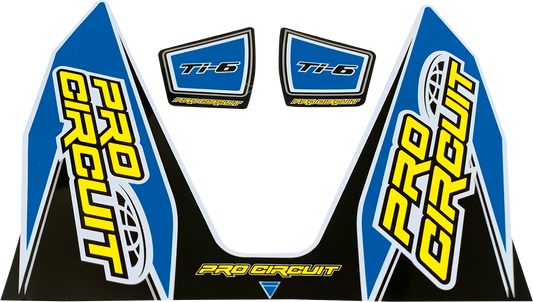Light blue PRO CIRCUIT Ti-6 decal with bold lettering, designed for motorcycle or bike customization.