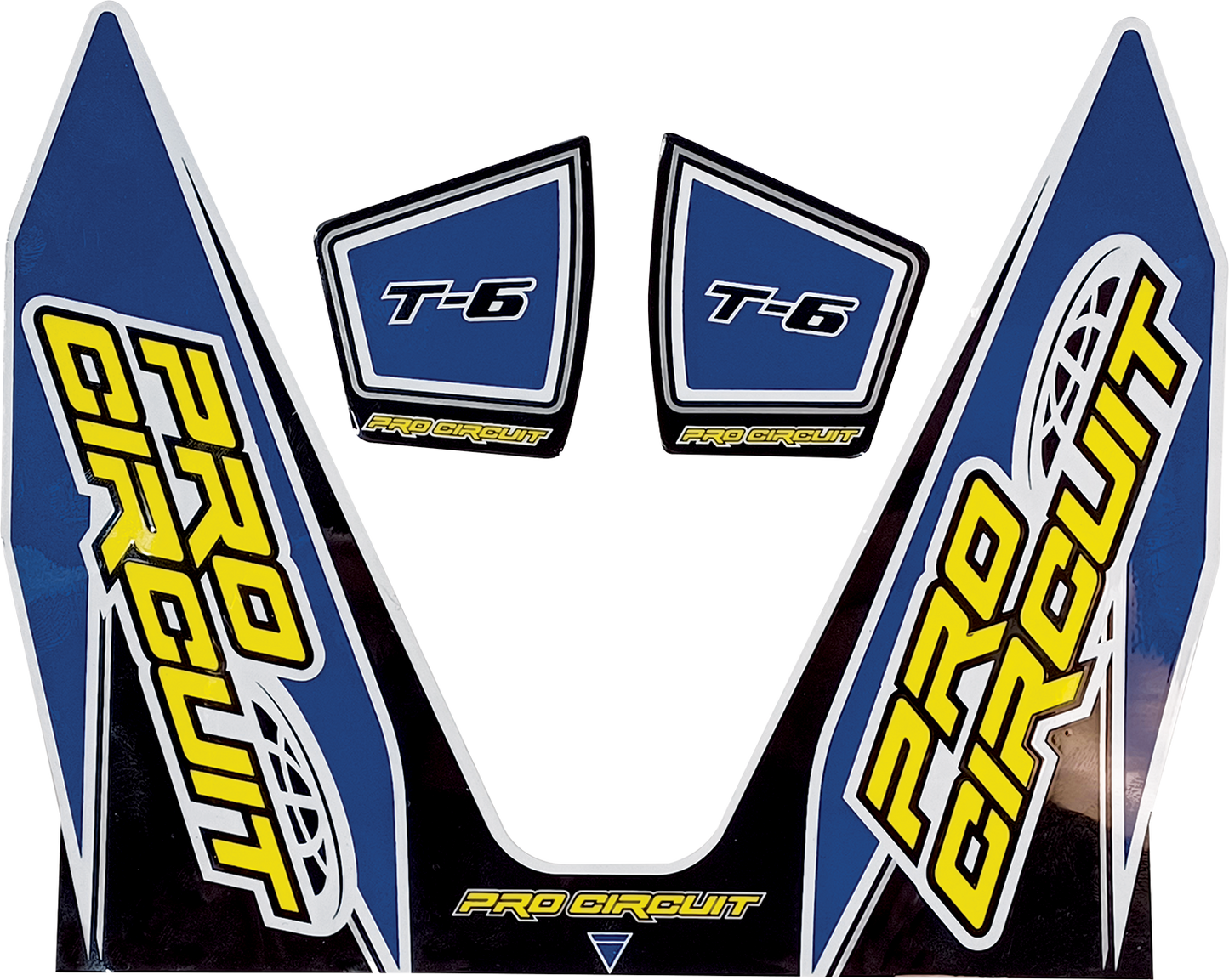 Dark blue PRO CIRCUIT T-6 decal with product code D22T6-DB for motorcycle exhausts, featuring the PRO CIRCUIT brand logo.