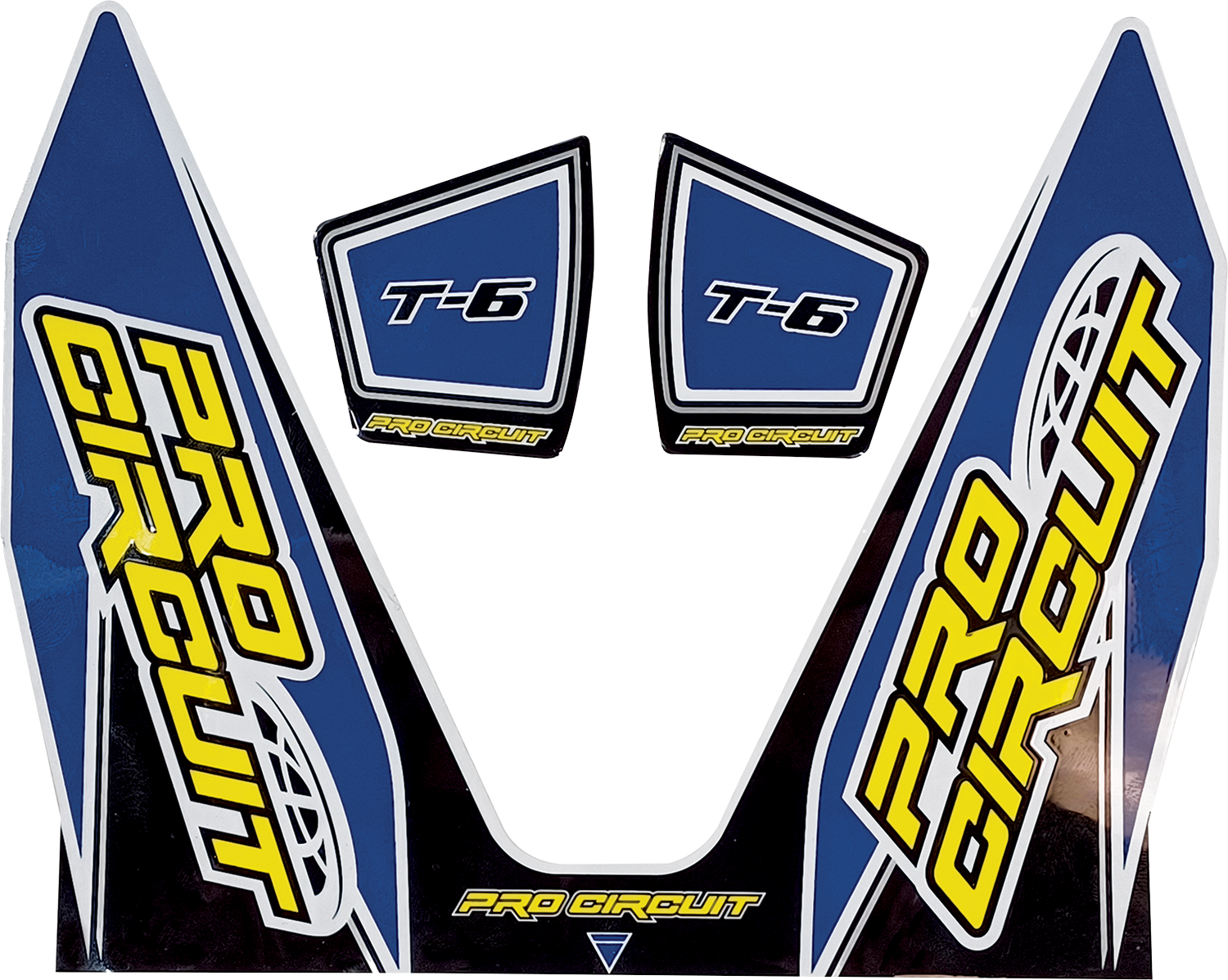 Dark blue PRO CIRCUIT T-6 decal with product code D22T6-DB for motorcycle exhausts, featuring the PRO CIRCUIT brand logo.