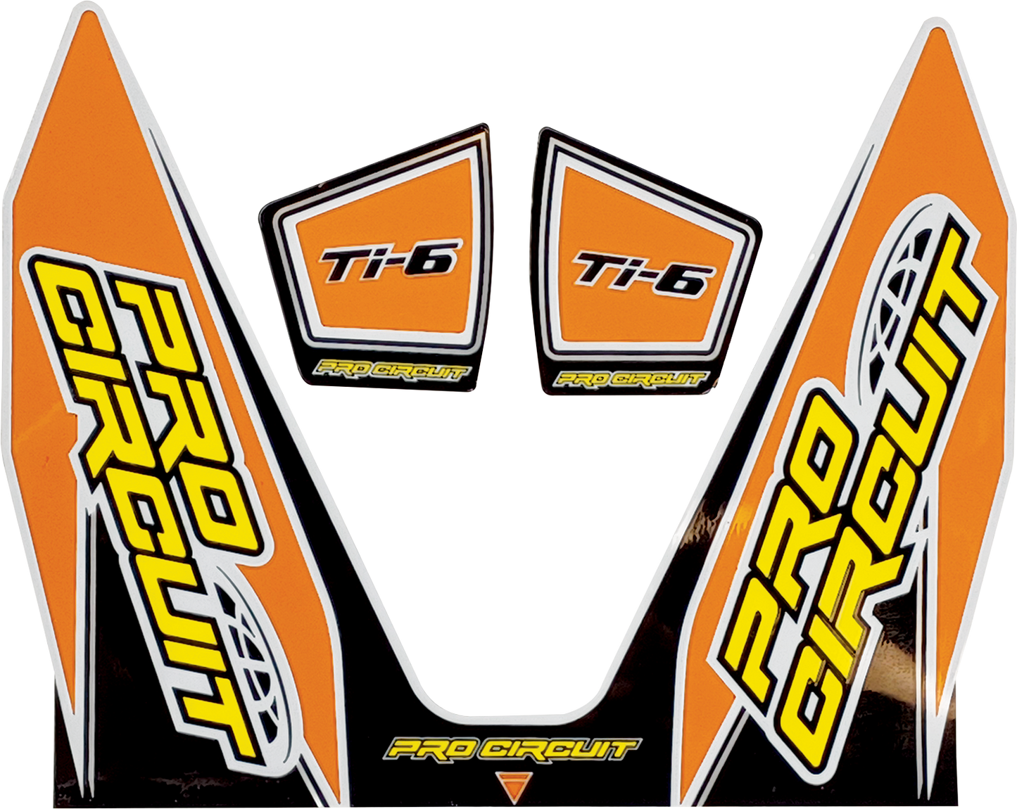 PRO CIRCUIT Ti-6 decal in orange with black lettering, designed for motocross or motorcycle customization.