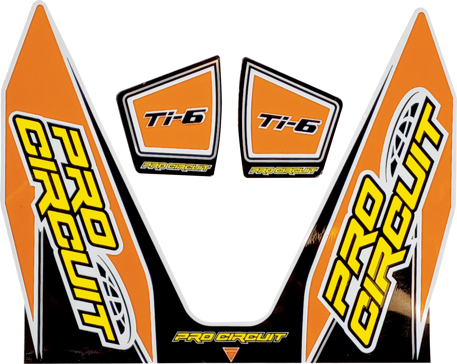 PRO CIRCUIT Ti-6 decal in orange with black lettering, designed for motocross or motorcycle customization.