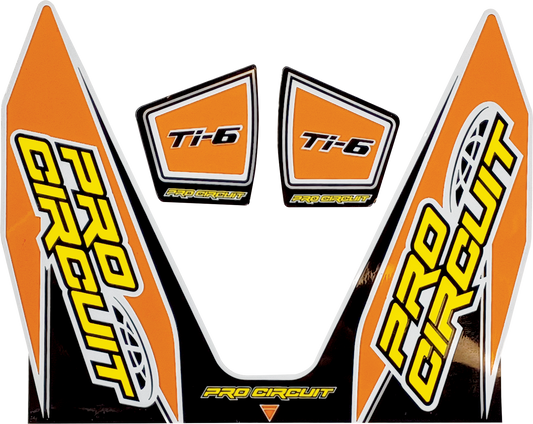 PRO CIRCUIT Ti-6 decal in orange with black lettering, designed for motocross or motorcycle customization.